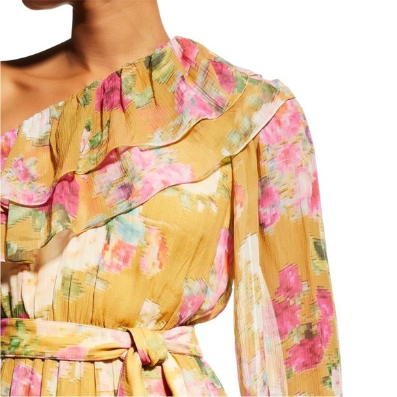 Rococo Sand Avar One Shoulder Floral Tiered Ruffle Mini Dress - Picture 4 of 15